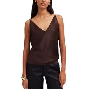 Madewell Women’s V-Neck Slip Satin Cami Camisole Top NWT XXS Dark Carob